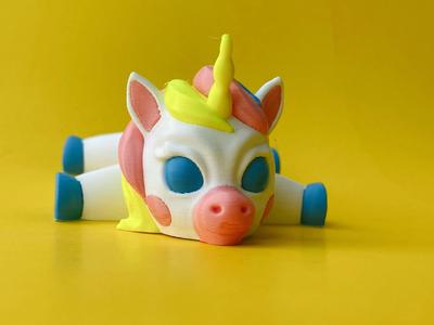 Articulated Unicorn, Cute Flexi Multicolor Mini Print In Place