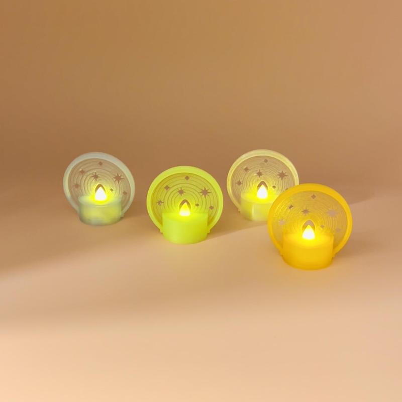 Retro LED Tea Light Candle Design with Halo – Cozy Ambiance, Decor, Holidays, Christmas