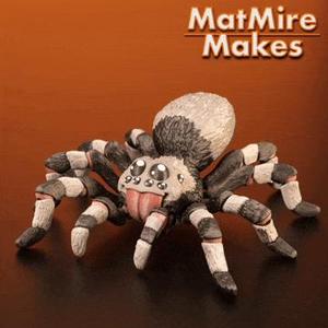 Tarantula Articulated Figure, snap-fit assembly, Cute posable Flexi Spider, 3MF included