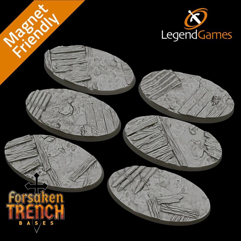 LegendGames 30x60mm round bases for Trench Crusade x6 Plain