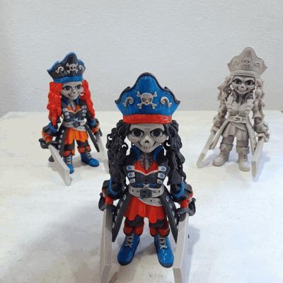 LEONARDZ3D – FLEXI PRINT-IN-PLACE LADY SKELETON PIRATE