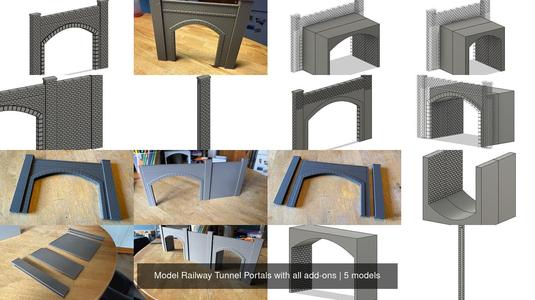 Model Railway Tunnel Portals with all add-ons 3D Model Collection