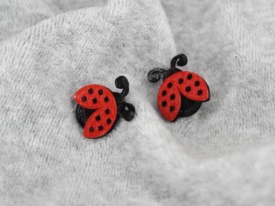 3D Printed Ladybug Stud Earrings Jewelry Gift Idea