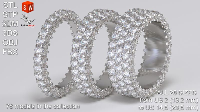Infinity diamond ring Pack 3D print model