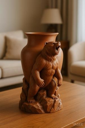 Bear-shaped vase art organizer for warm décor