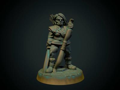 Half-orc female ranger 28mm (Supportless, FDM friendly)