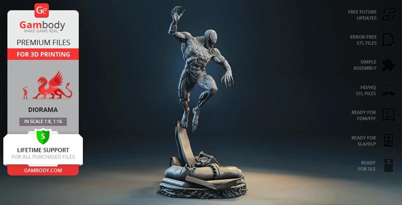 Venom in Diorama STL Files for 3D Printing | Assembly Model