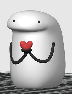 Flork in love holding heart for Valentine’s Day
