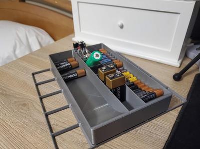 Gridfinity 3×5 Ultimate Battery Holder (AA, AAA, AAAA, 2032, LR44, A97, 18650, 9v)