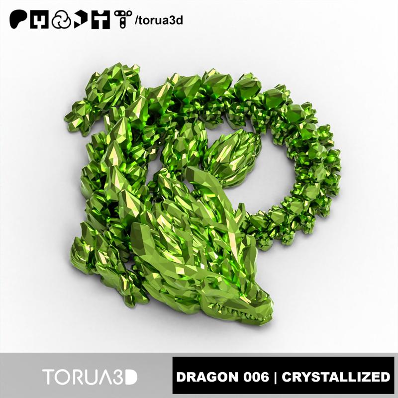 Articulated Dragon 006 – Crystallized – No supports – Print in place – STL