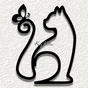 line cat butterfly wall art