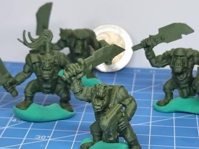 Ogre War Boys Squad: Four Miniature War Axe Warriors, 50K