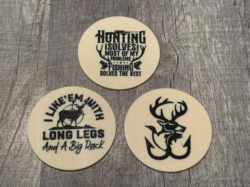 Hunting Coasters, Deer, Buck. Fish, Hunt