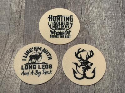 Hunting Coasters, Deer, Buck. Fish, Hunt