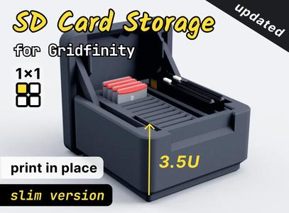 Gridfinity SD Card Bin / Box (w Hinges)   