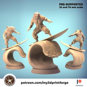 Surfer Shark-dude 32mm and 75mm pre-supported