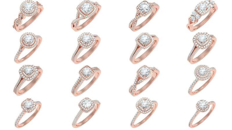 268  Halo solitaire wedding engagement women ring 3D Model Collection