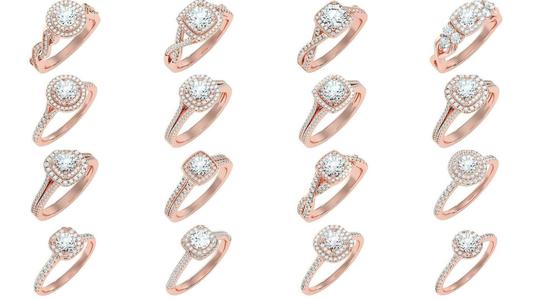 268  Halo solitaire wedding engagement women ring 3D Model Collection