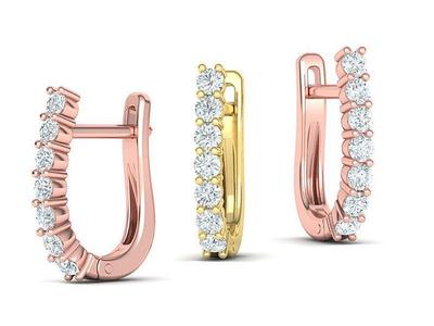Diamond earrings 2mm stones 3dmodel