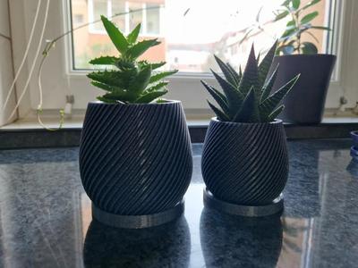 Spiral vase with adapted smaller and taller plate