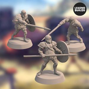 Realm of Eros Soldiers with Spears and Shields Bundle (3 unique miniatures) – 3D printable miniature – STL file