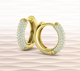 15mm Diamond Hoop Earrings Round Hoops