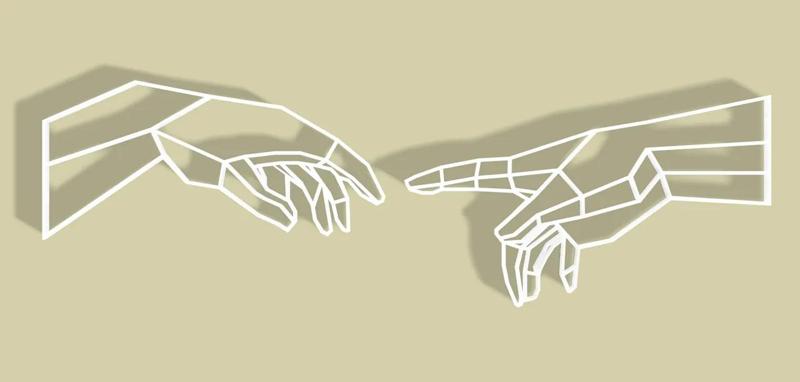 The Creation of Adam Michael Angelo Geometric Hands