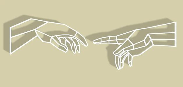 The Creation of Adam Michael Angelo Geometric Hands