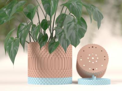 Plant Pot For Houseplants With Hidden Drip Tray
