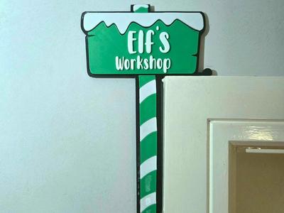 Elf’s Workshop Door Corner Sign