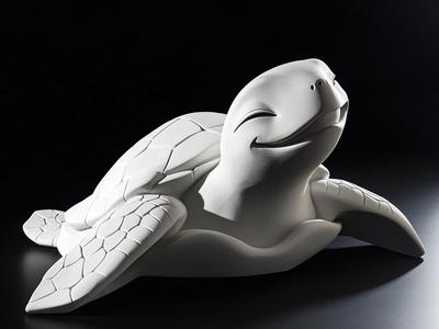 Smiling Sea Turtle Sculpture