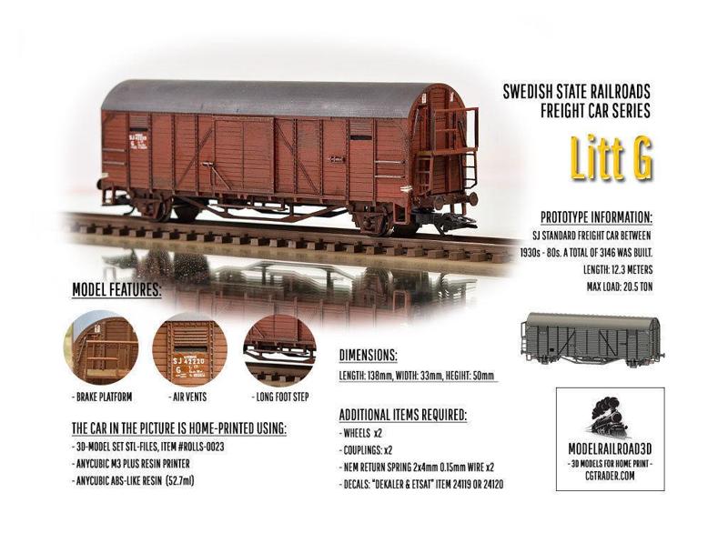 ROLLS-0023 Swedish SJ Litt G Freight Car H0-scale