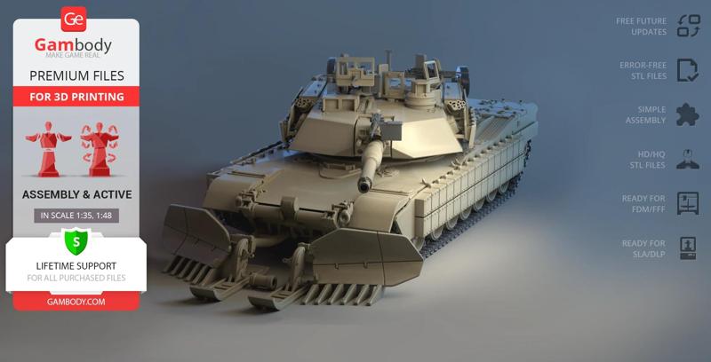 Tank M1A2 Abrams Tusk 3D Printing Model | Assembly