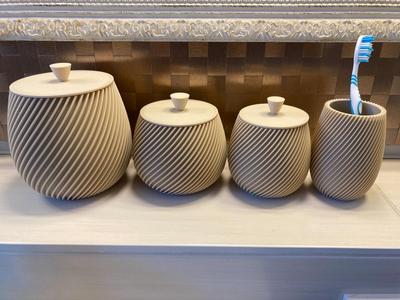 Bath spiral container box set with lid (S-XL)