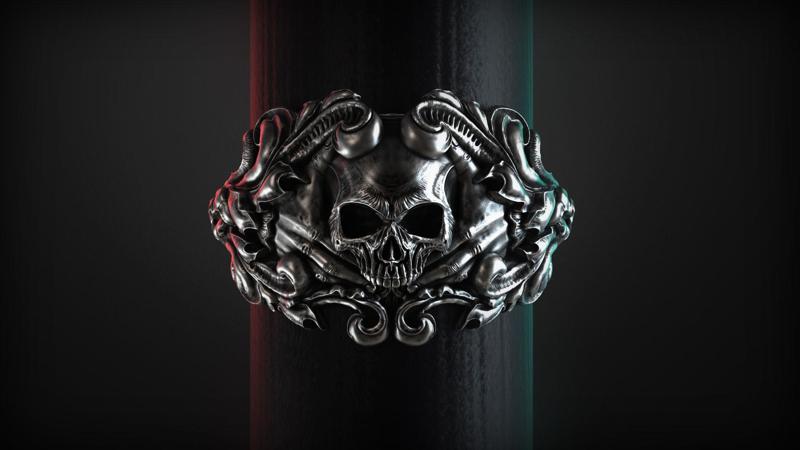 Vintage Skull Ring 3d model for 3d printing