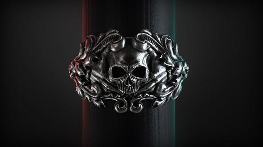 Vintage Skull Ring 3d model for 3d printing