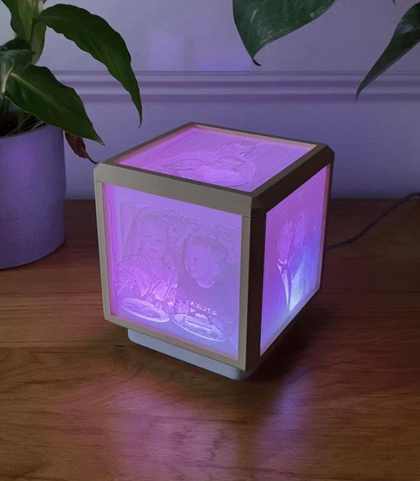 Alexa Enabled – WLED Lithophane Lightbox Cube (100x100mm Lithophanes)