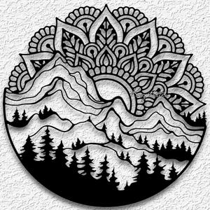 mandala mountain scene wall art spiritual natural home decor