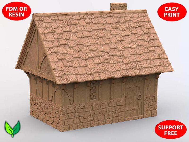 28mm Medieval Fantasy House – Easy 3D Print (Free Version)