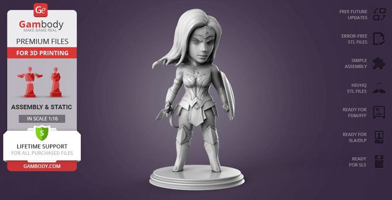 Chibi Wonder Woman 3D Printing Miniature | Assembly