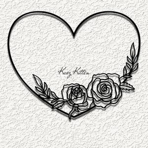 heart frame 2 roses wall art home decor