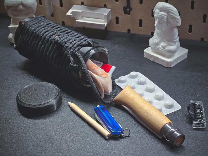 Survival, Hiking, and Camping Capsule Container Made from an Aluminum Can