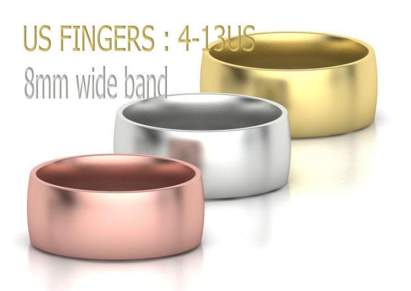 Traditional Court Wedding Band Ring 8mm wide 4-13US sizes