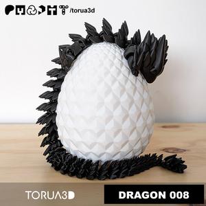 Articulated Dragon 008 And Dragon egg 009 – No supports – STL – Print in place