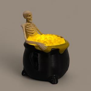 Rest in Brew Witches Cauldron – Skeleton Spa – Tea Light Halloween Decor