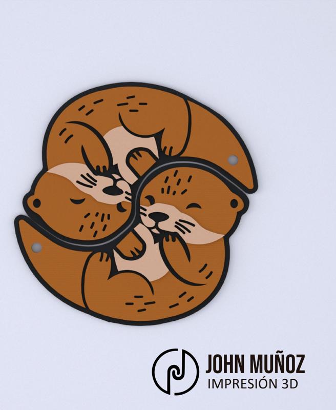 Keychains otters cuddled loving