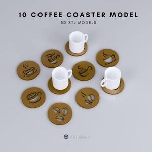 Coffee Coaster Set 3D Stl Files , 10 pcs Coaster Model, 3D Print Files