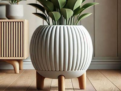 Rounded Ribbed Planter with Legs