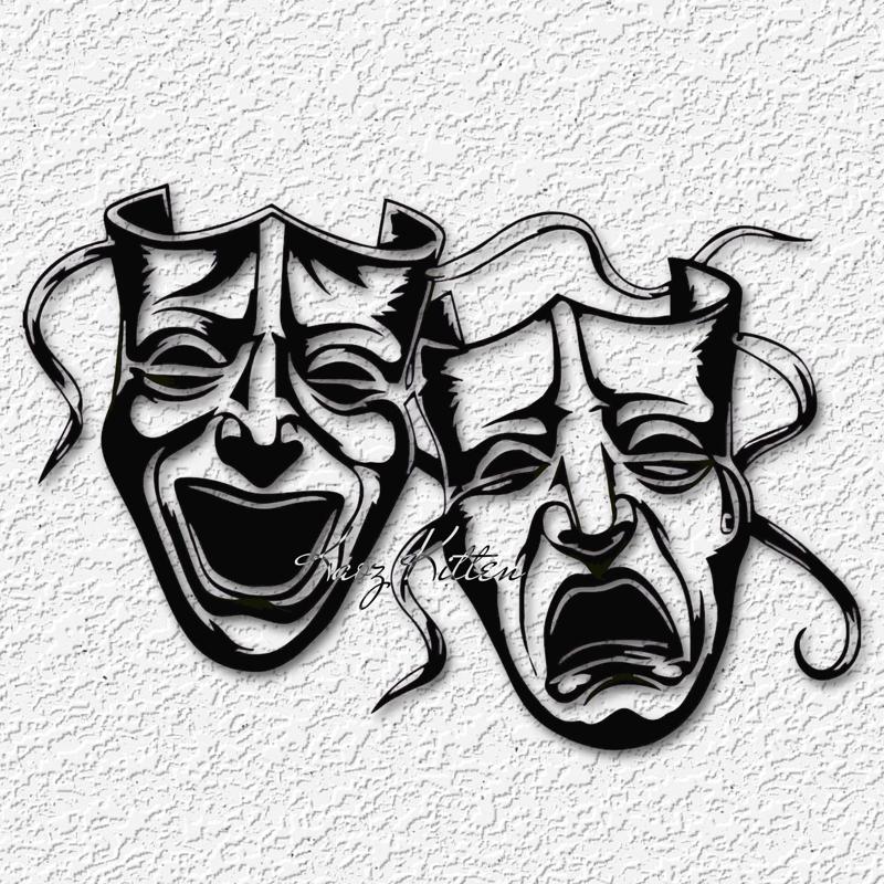 theater masks faces comedy and tragedy wall art home decor