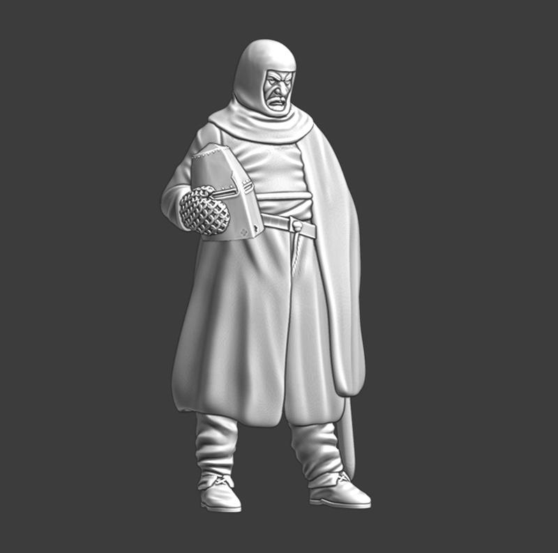 Medieval brother knight – resting with great helmet